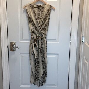 Paper Heart Snake Print Faux Wrap Midi Dress  Size Small
